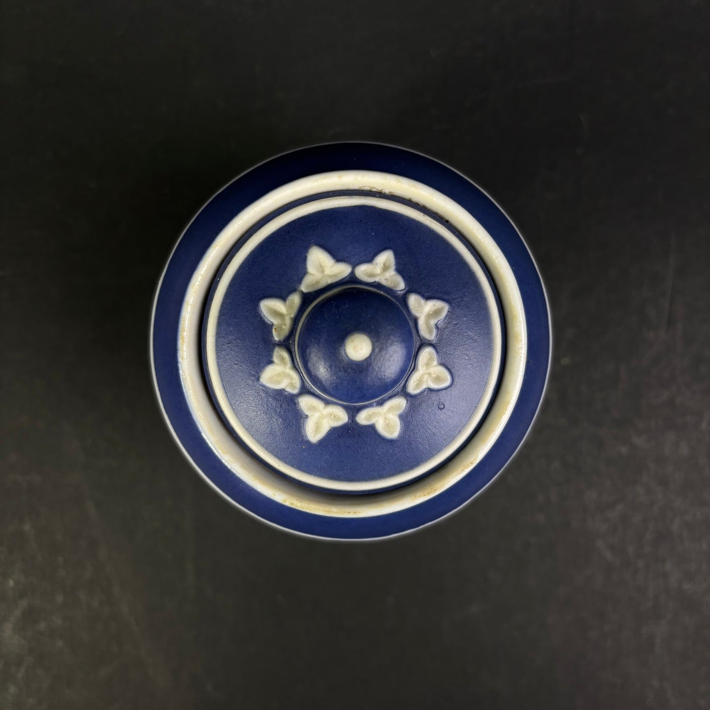 Wedgwood Blue Jasperware Lidded Trinket Jar – Classical Relief – England