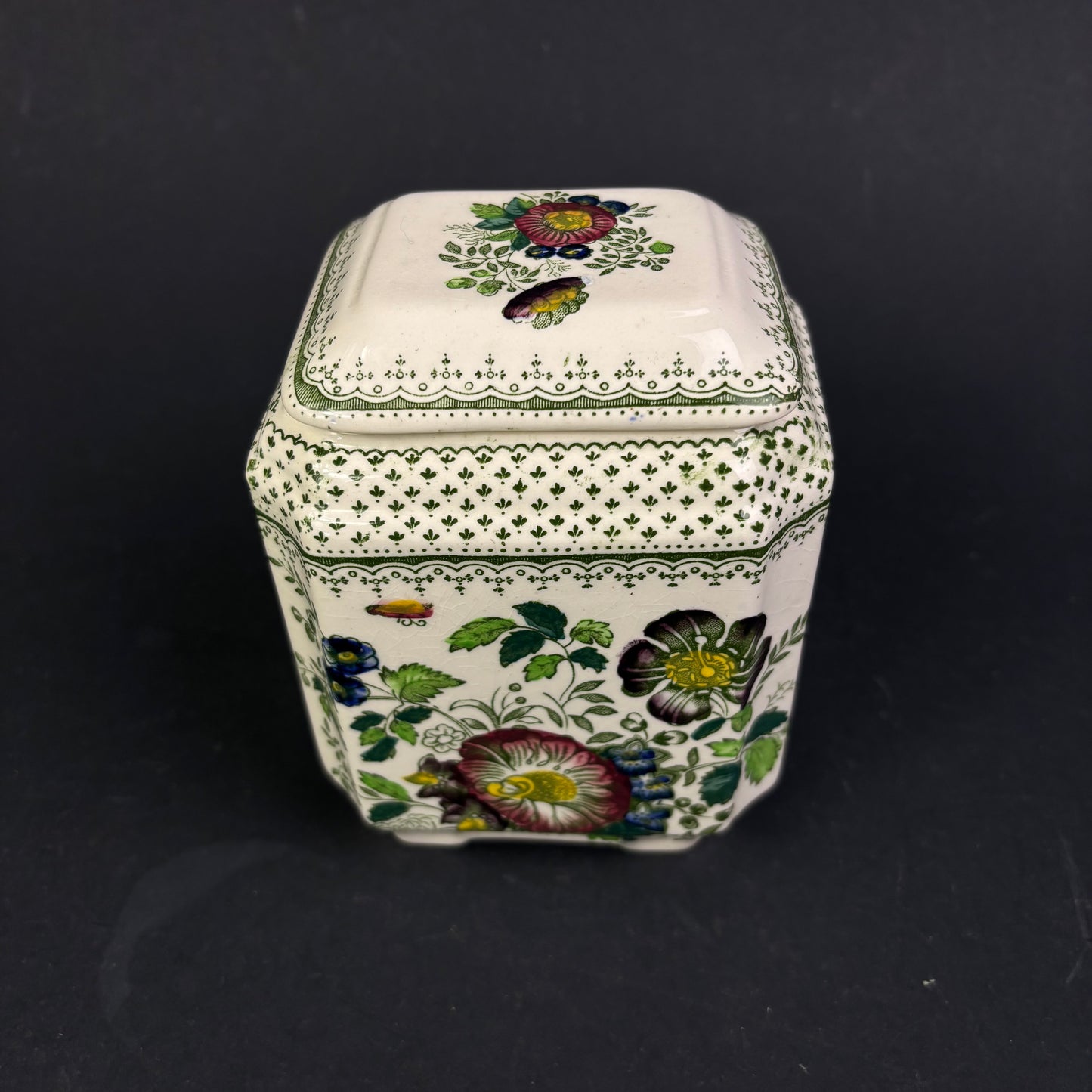 Vintage Mason's Ironstone Tea Lady Lidded Tea Caddy – England
