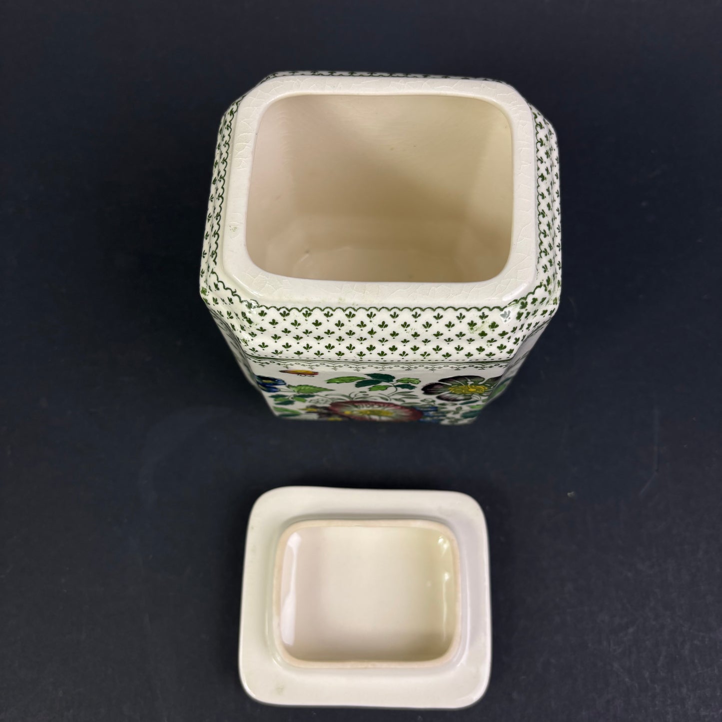 Vintage Mason's Ironstone Tea Lady Lidded Tea Caddy – England
