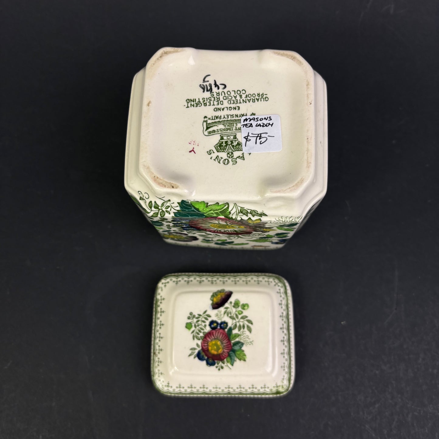 Vintage Mason's Ironstone Tea Lady Lidded Tea Caddy – England