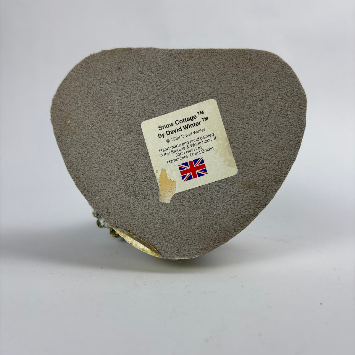 David Winter Snow Cottage underside maker label