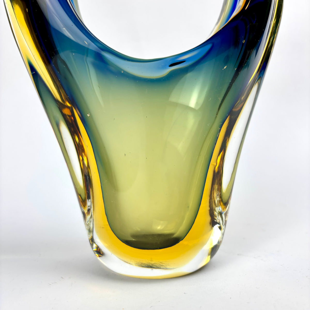Vintage blue amber green sommerso-style glass sculpture, photograph 8