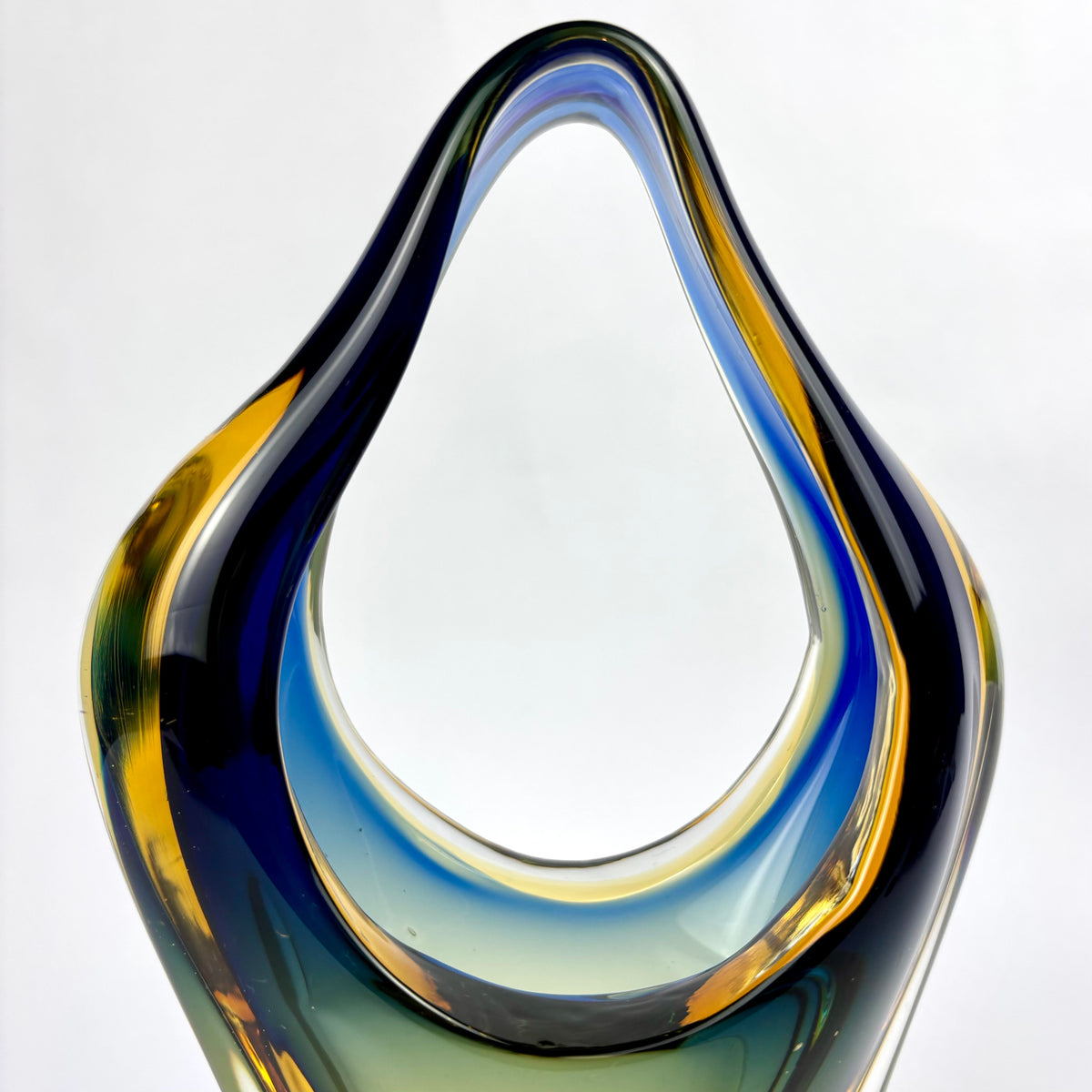 Vintage blue amber green sommerso-style glass sculpture, photograph 2