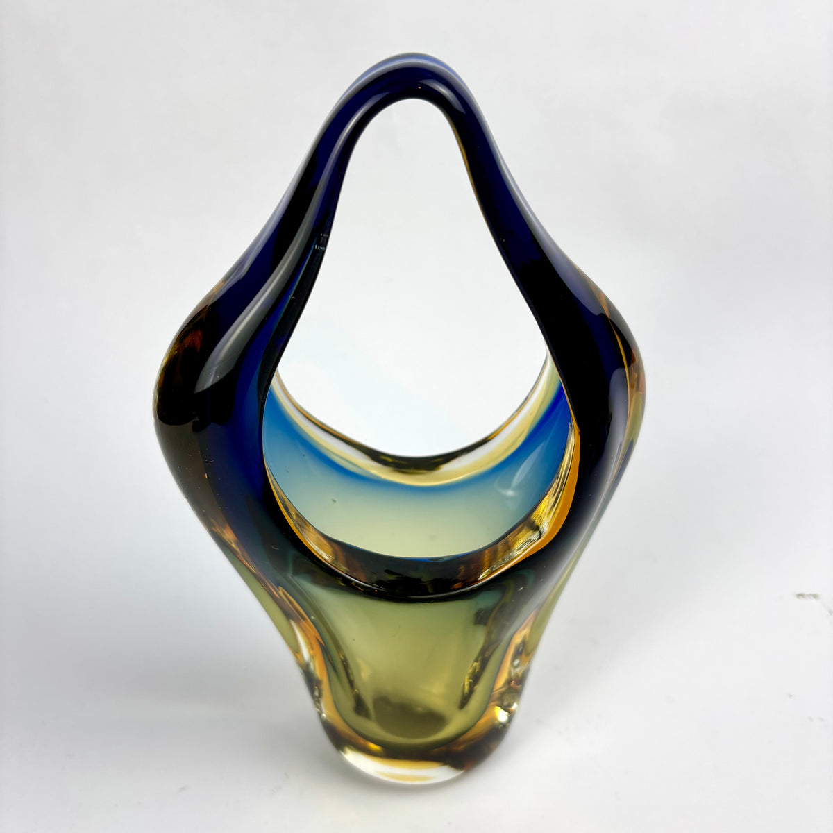 Vintage blue amber green sommerso-style glass sculpture, photograph 3