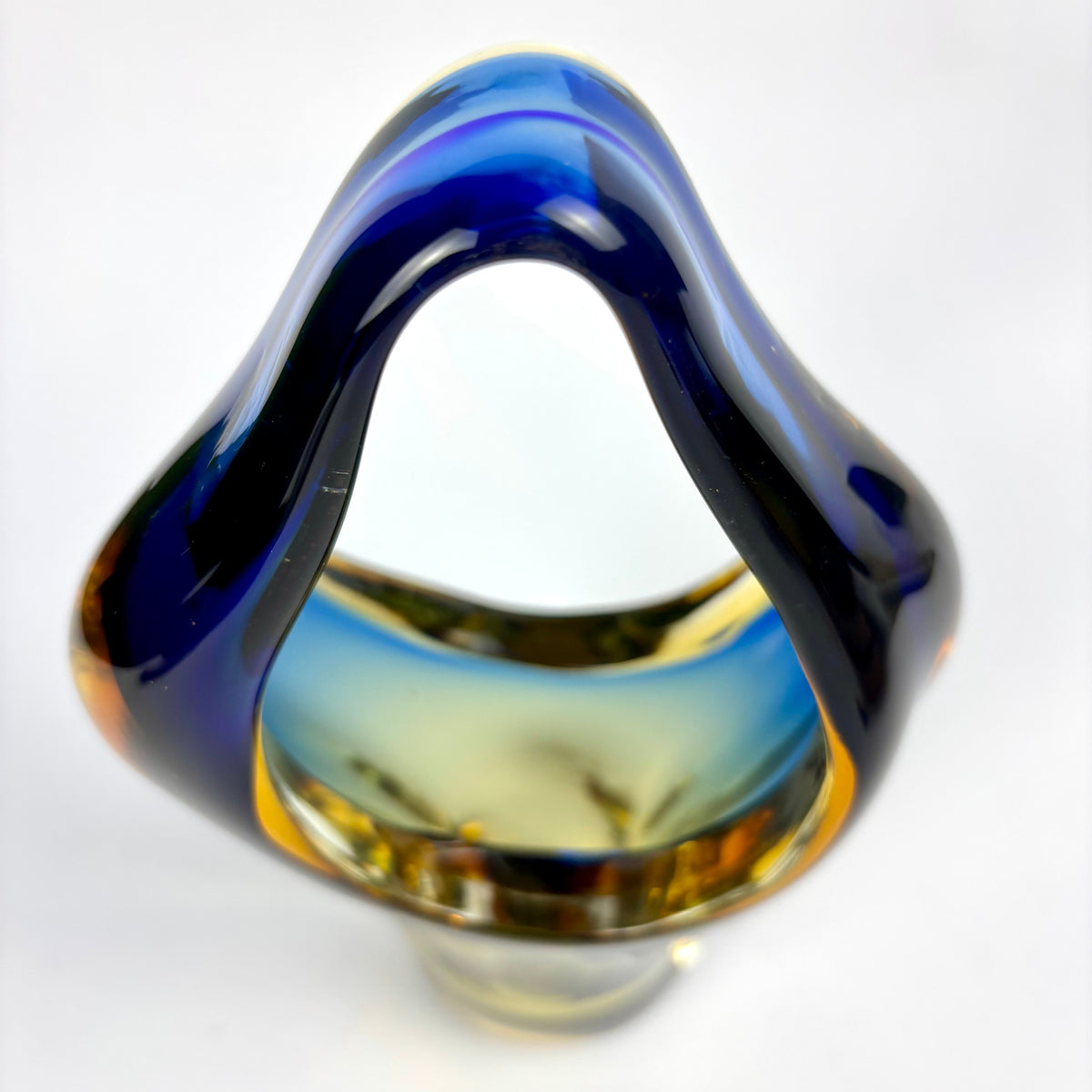 Vintage blue amber green sommerso-style glass sculpture, photograph 4