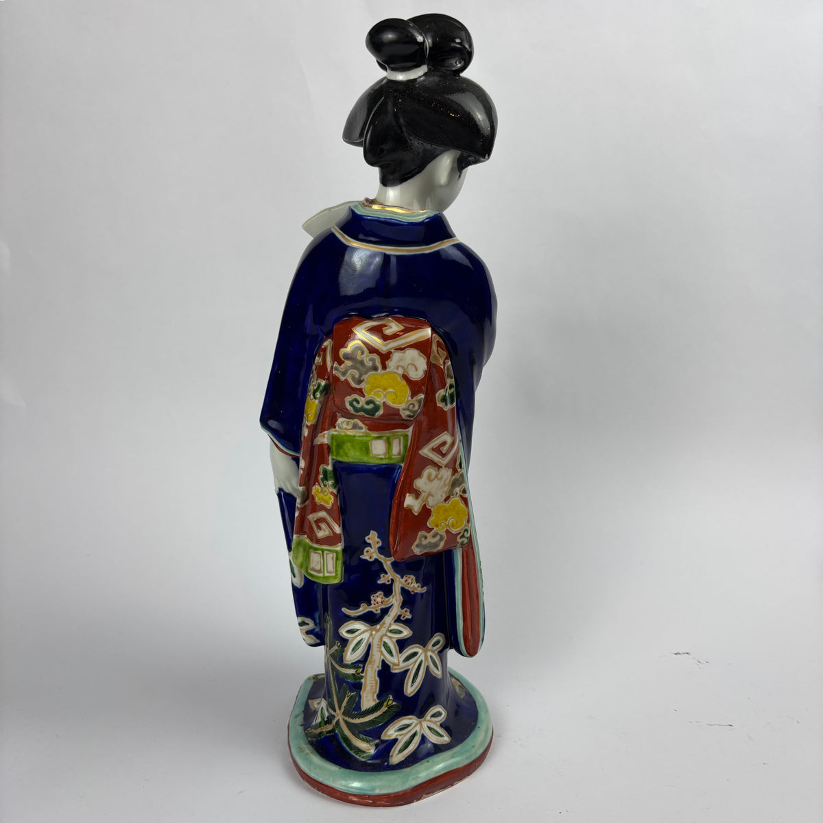 Japanese-style cobalt blue ceramic geisha figure, photograph 5