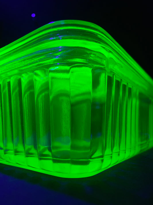 Uranium Glass Butter Dish