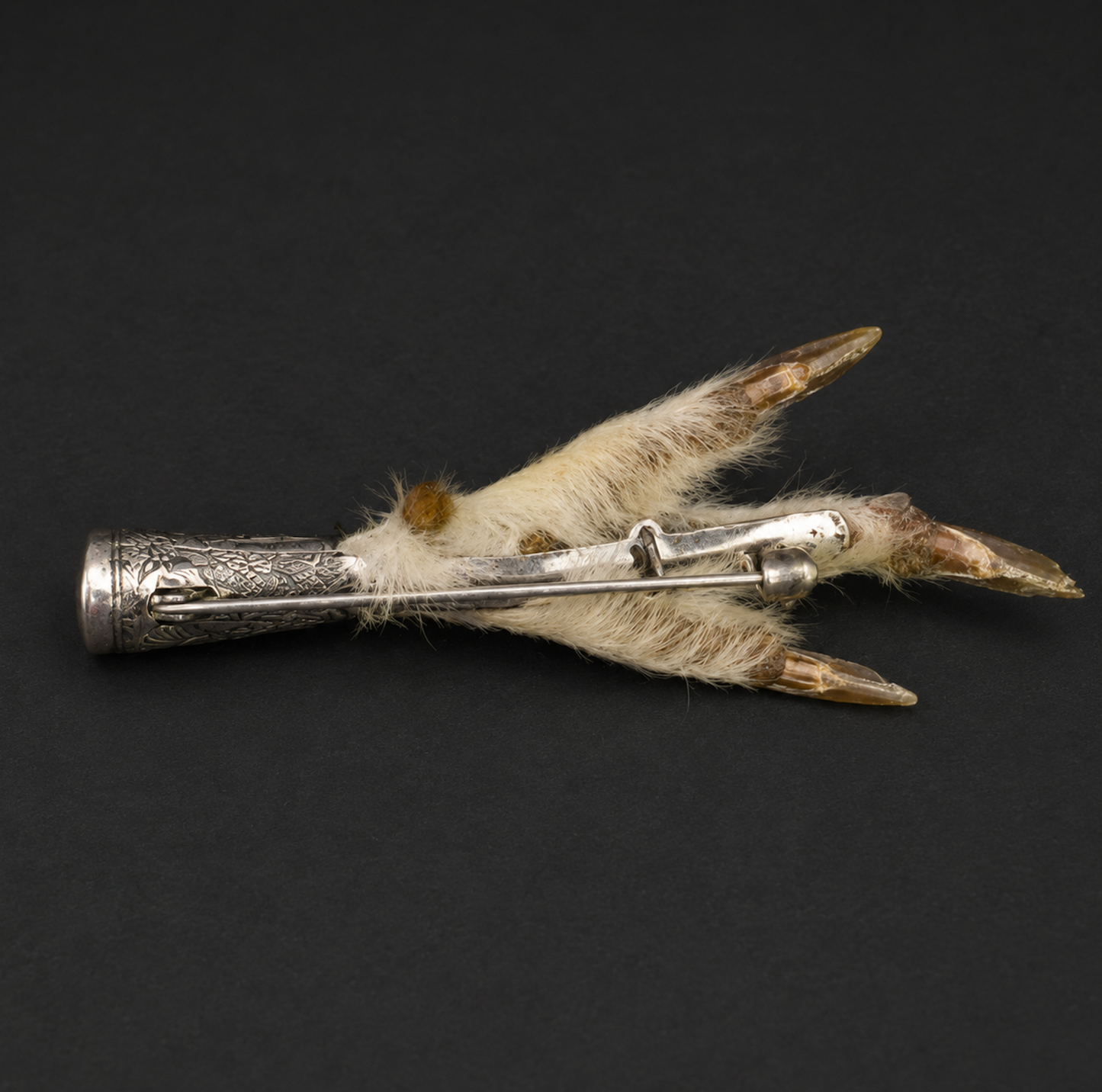 Antique Scottish Grouse Foot Kilt Pin Brooch with Citrine