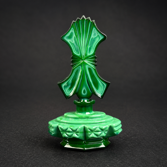 Art Deco Czech Malachite Glass Perfume Bottle
