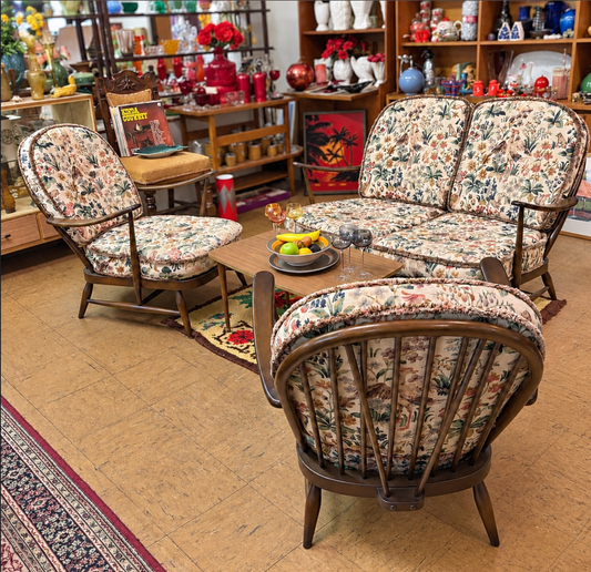 Vintage Ercol Windsor Three Piece Lounge Suite – Sofa & Two Armchairs
