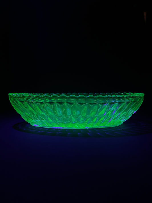 Uranium Glass Oval Bowl