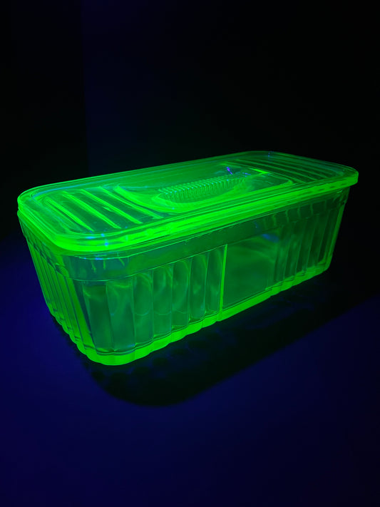 Uranium Glass Butter Dish