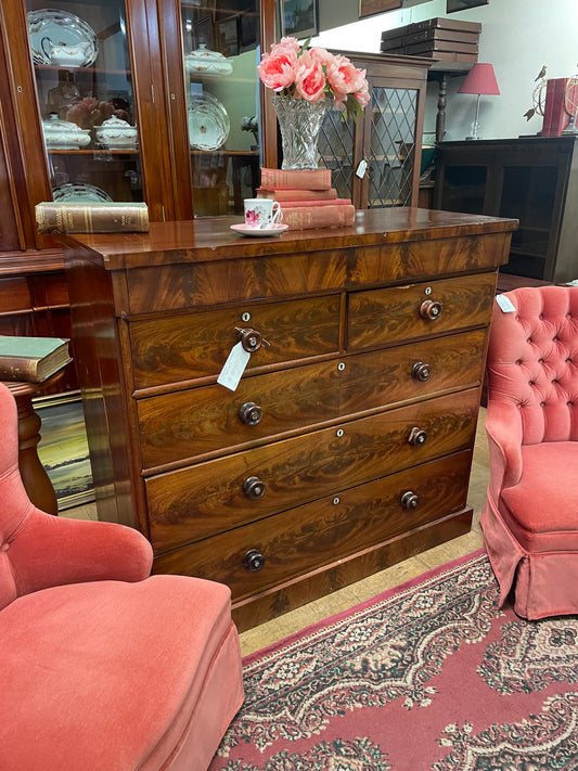 Victorian Flame Mahogany Chest of Drawers