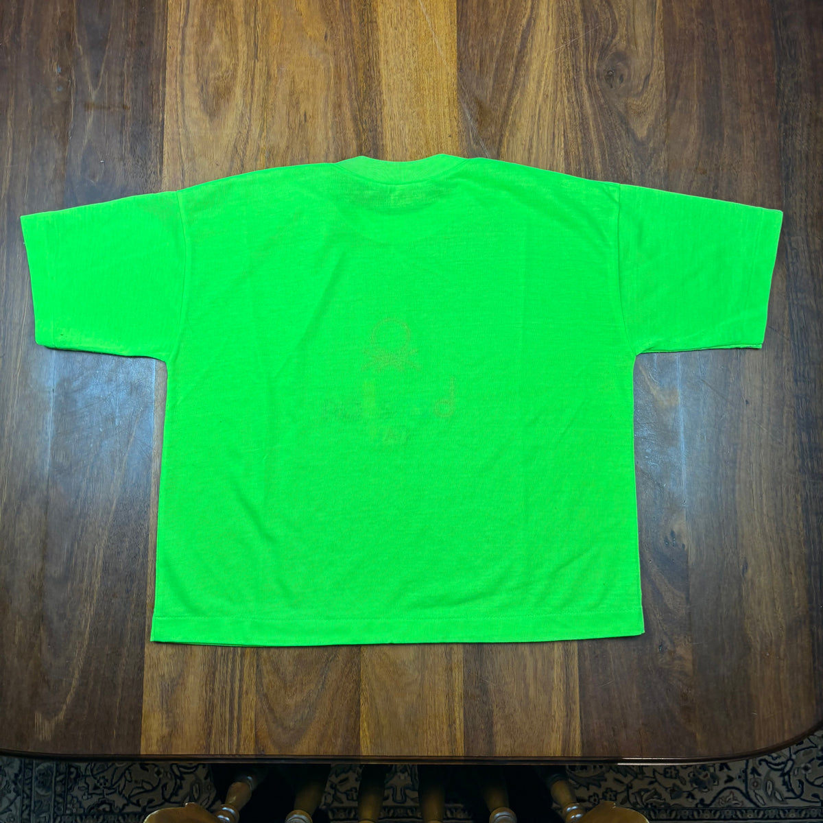Vintage Benetton Italy Fluoro Green Embroidered T-Shirt back