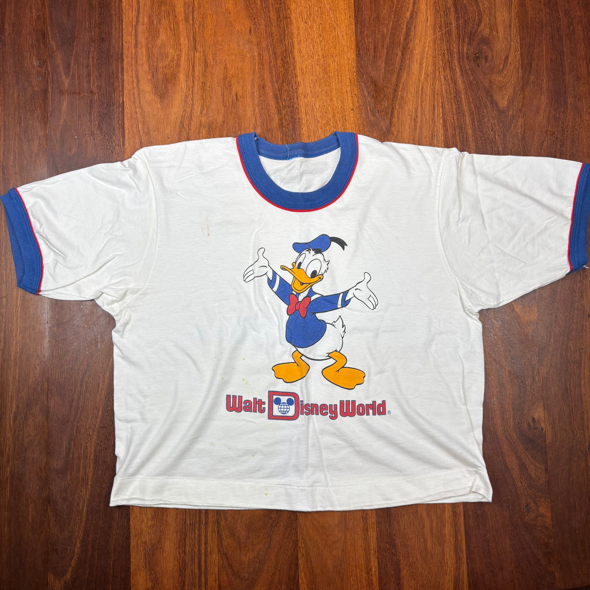 Vintage Walt Disney World Donald Duck Ringer T-Shirt front