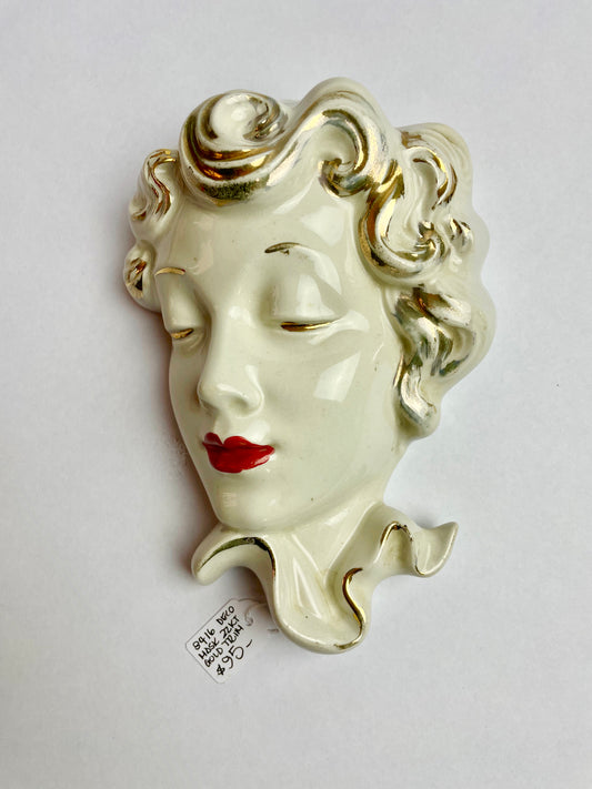 Art Deco Ceramic Wall Pocket with 22ct gold trim