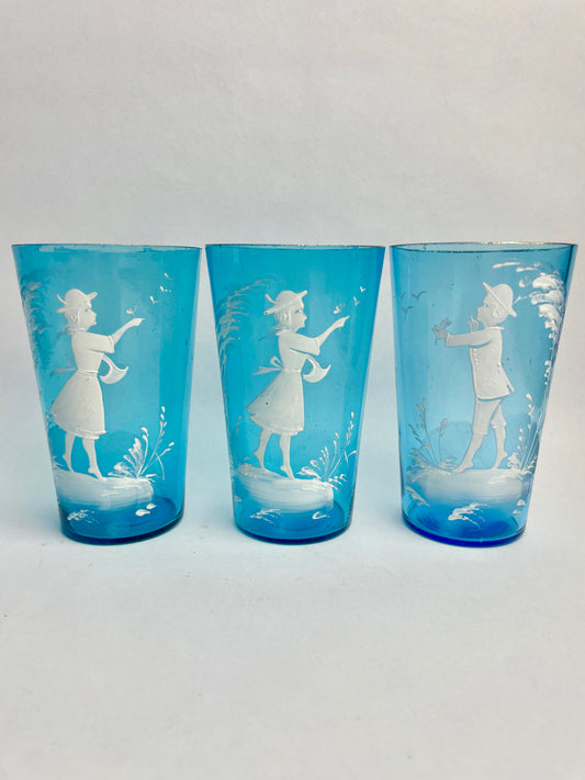 Victorian Mary Gregory Glass Beakers
