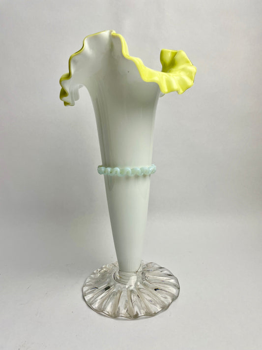 Tall Victorian Milk Glass Vase