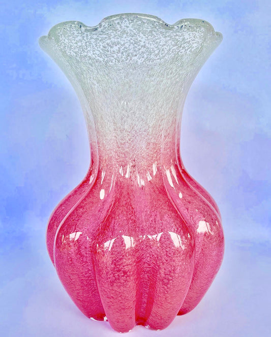 Large Controlled bubble art glass vase