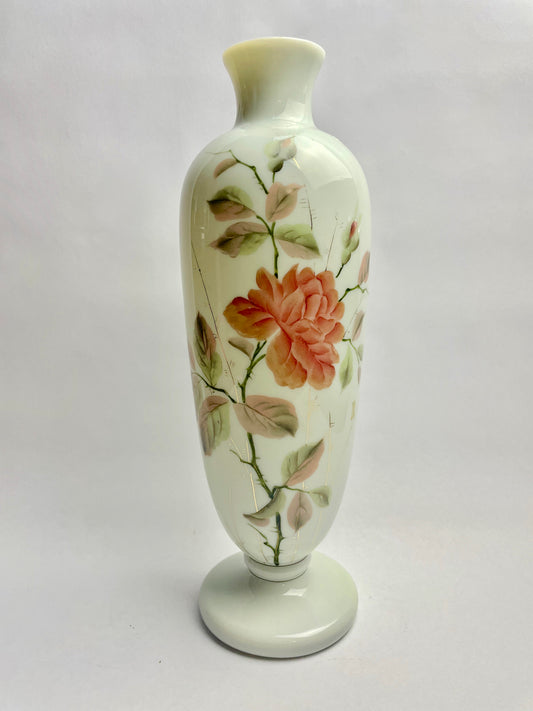 Victorian Hand-painted Milk Glass Vase