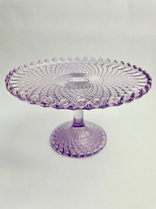 Vintage Amethyst Glass Cake Stand