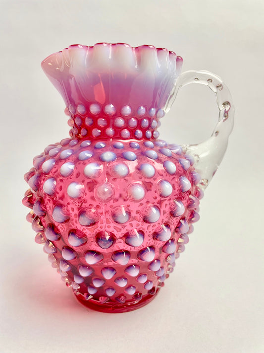 Antique Fenton Hobnail Cranberry Opalescent Mini Jug
