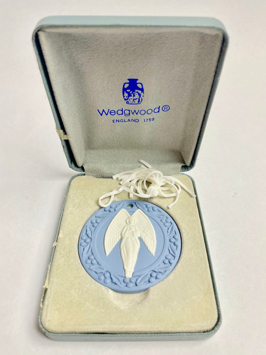 1989 Wedgwood 'Angel' Vintage Jasperware Christmas Ornament In Original Box