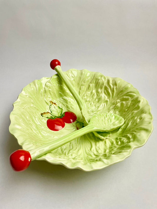 Carlton Ware Tomato & Lettuce Leaf Salad Bowl with Servers