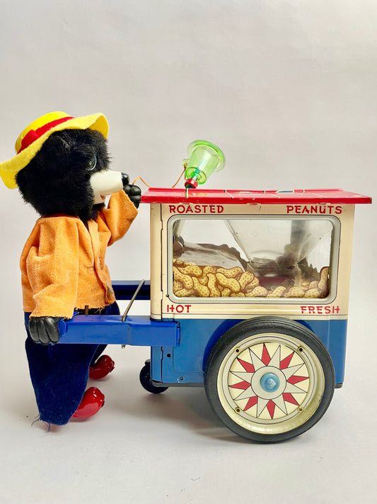 The Jolly Peanut Vendor Walking bear & Rolling Cart
