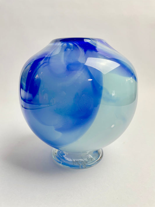 Small Blue Art Glass Vase SIGNED