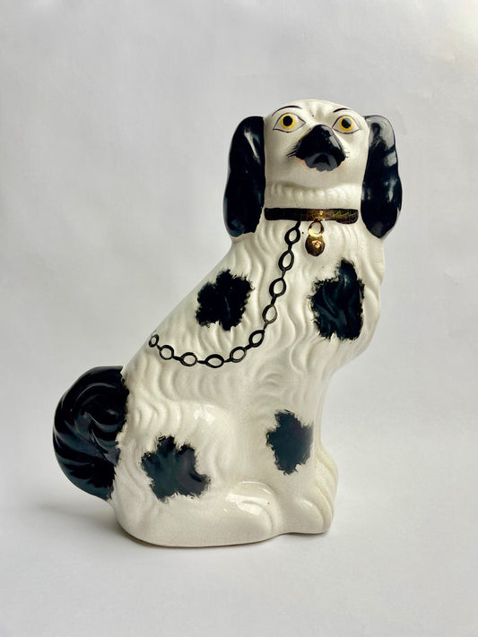 Antique Tall Staffordshire Porcelain Mantle Dog