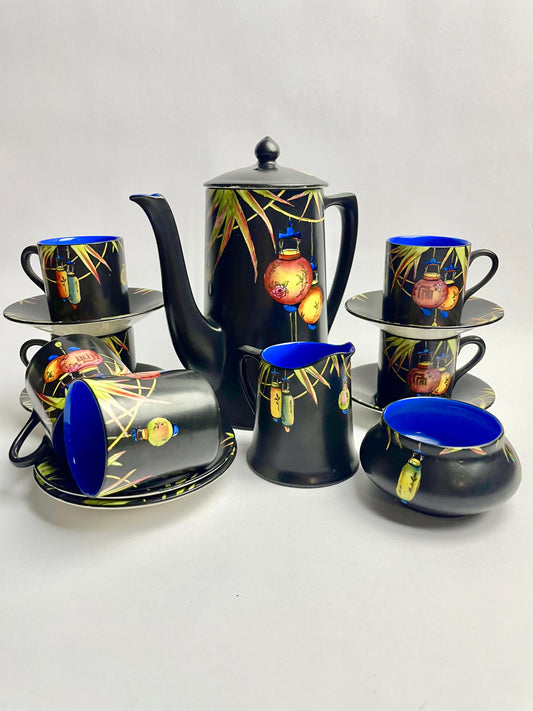 Rare Crown Ducal Chinese Lantern Coffee Set