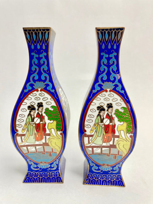 Pair of Vintage Chinese Cloisonné Vases