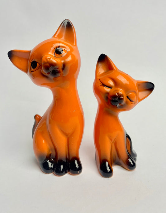 Mid-Century Modern Orange Siamese Cat Salt & Pepper Shakers