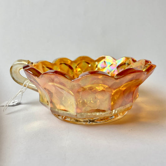 Small Carnival Glass Bowl with handle