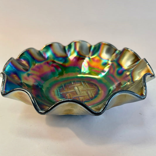 Crown Crystal Glass Amethyst Bowl 17cm