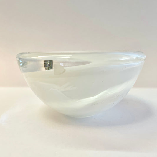Thick, Heavy White Art Glass Bowl