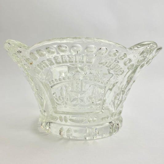 Queen Elizabeth II Coronation Pressed Glass Fruit Bowl 1953
