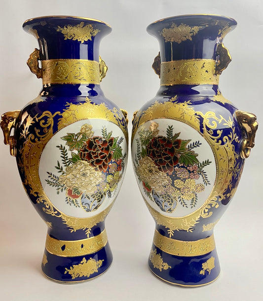 Pair of Large Ornate Gilt Vases
