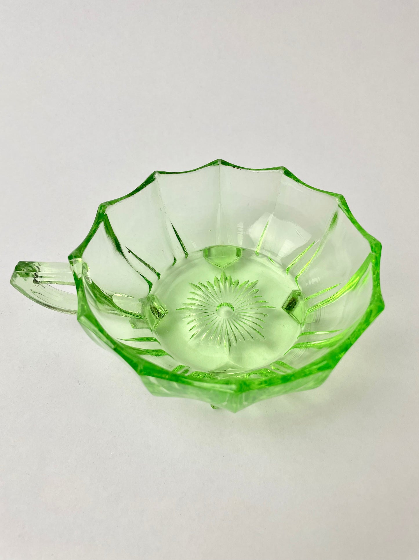 Uranium Glass Dish with handle