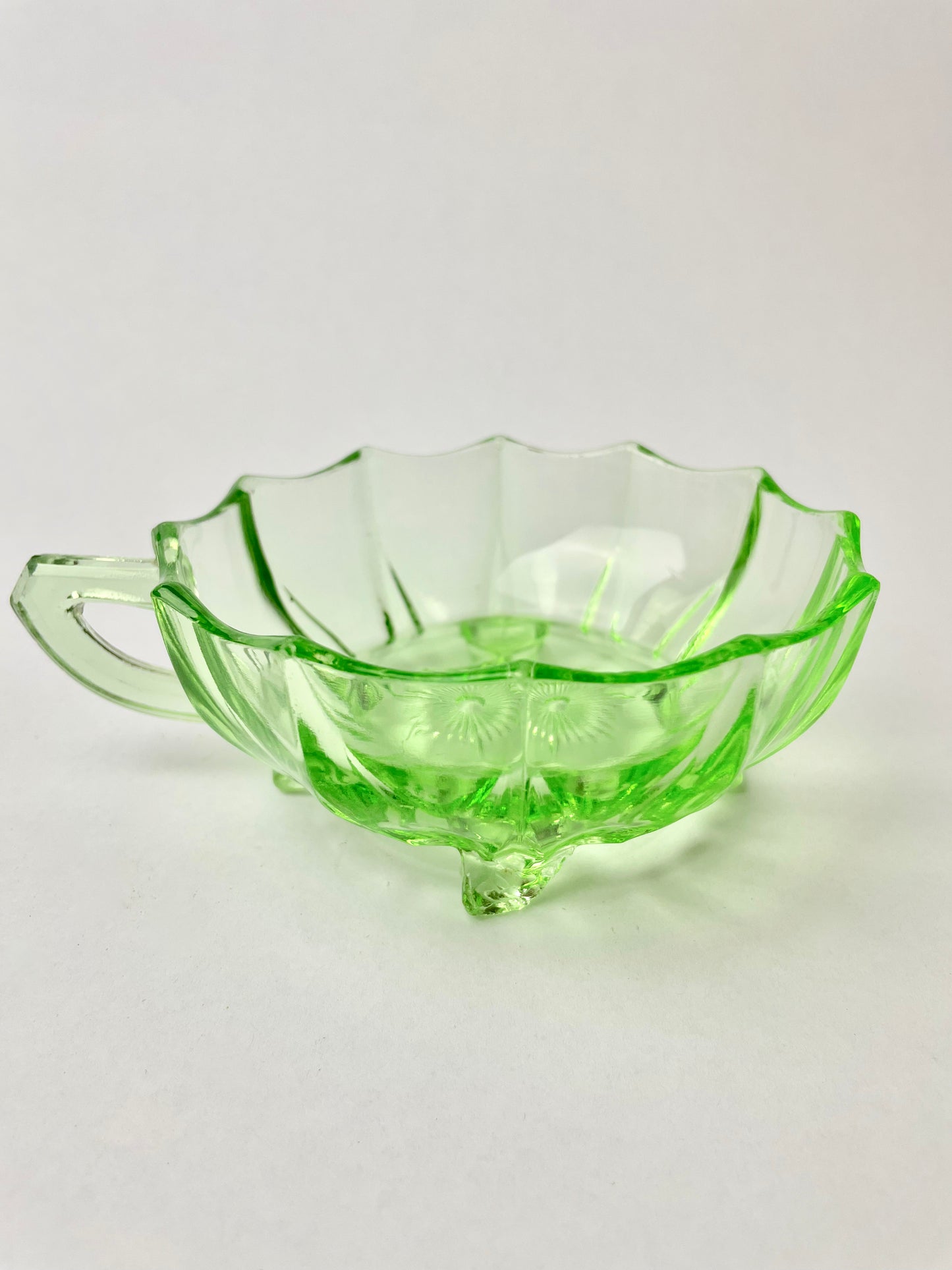 Uranium Glass Dish with handle
