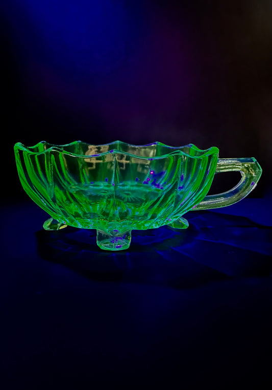 Uranium Glass Dish with handle