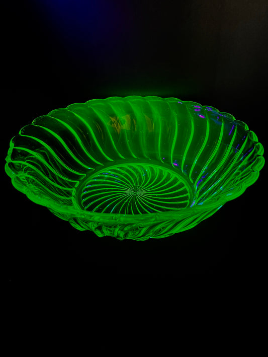 Uranium Glass Bowl 22cm