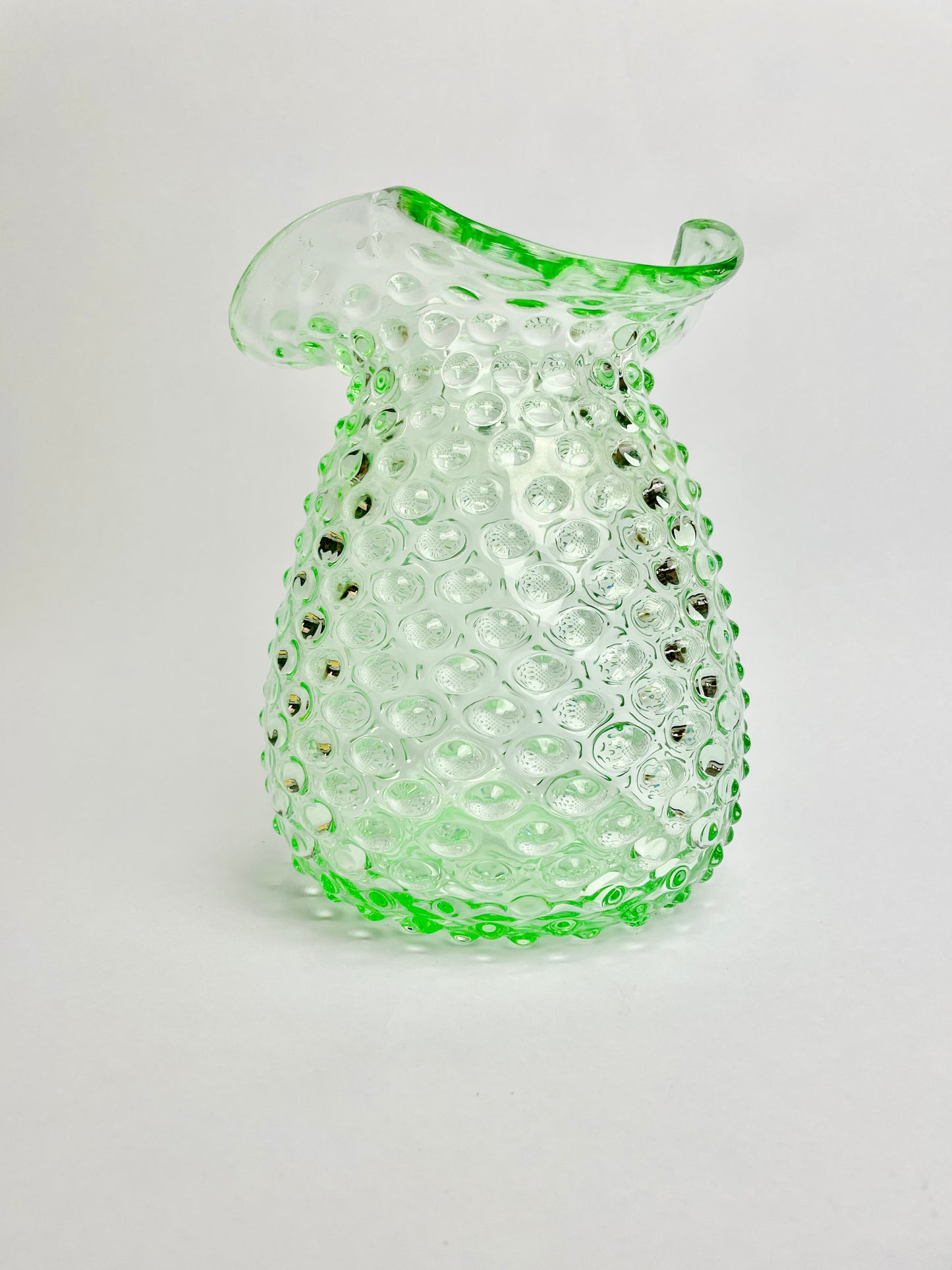 Vintage Green Glass Hobnail Vase