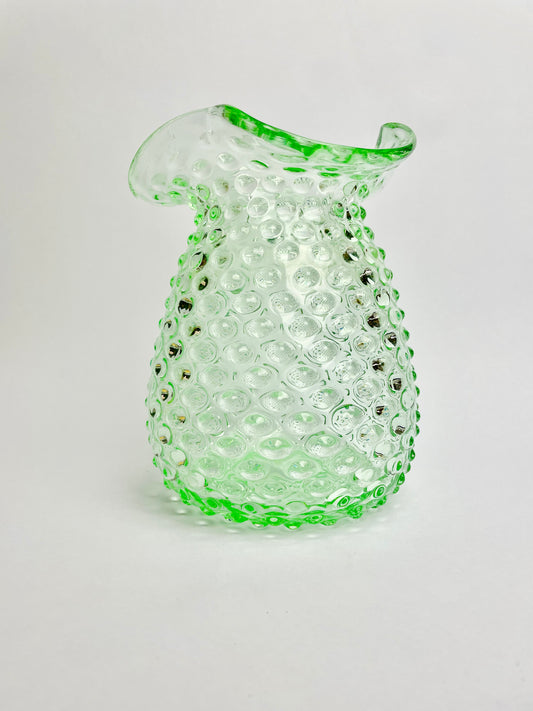 Vintage Green Glass Hobnail Vase