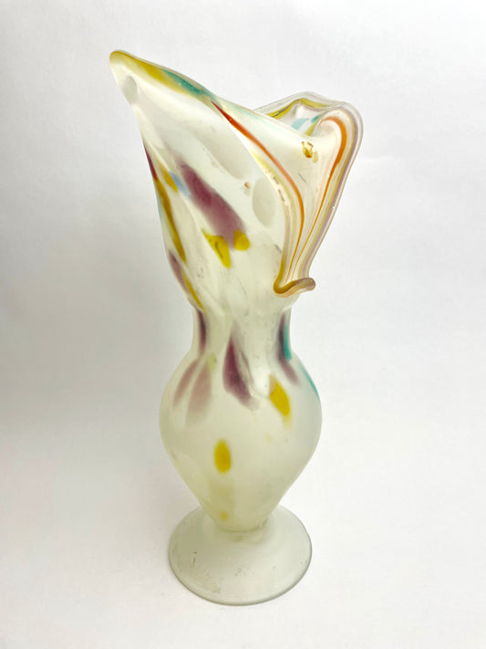 Frosted End of Day Art Glass Vase