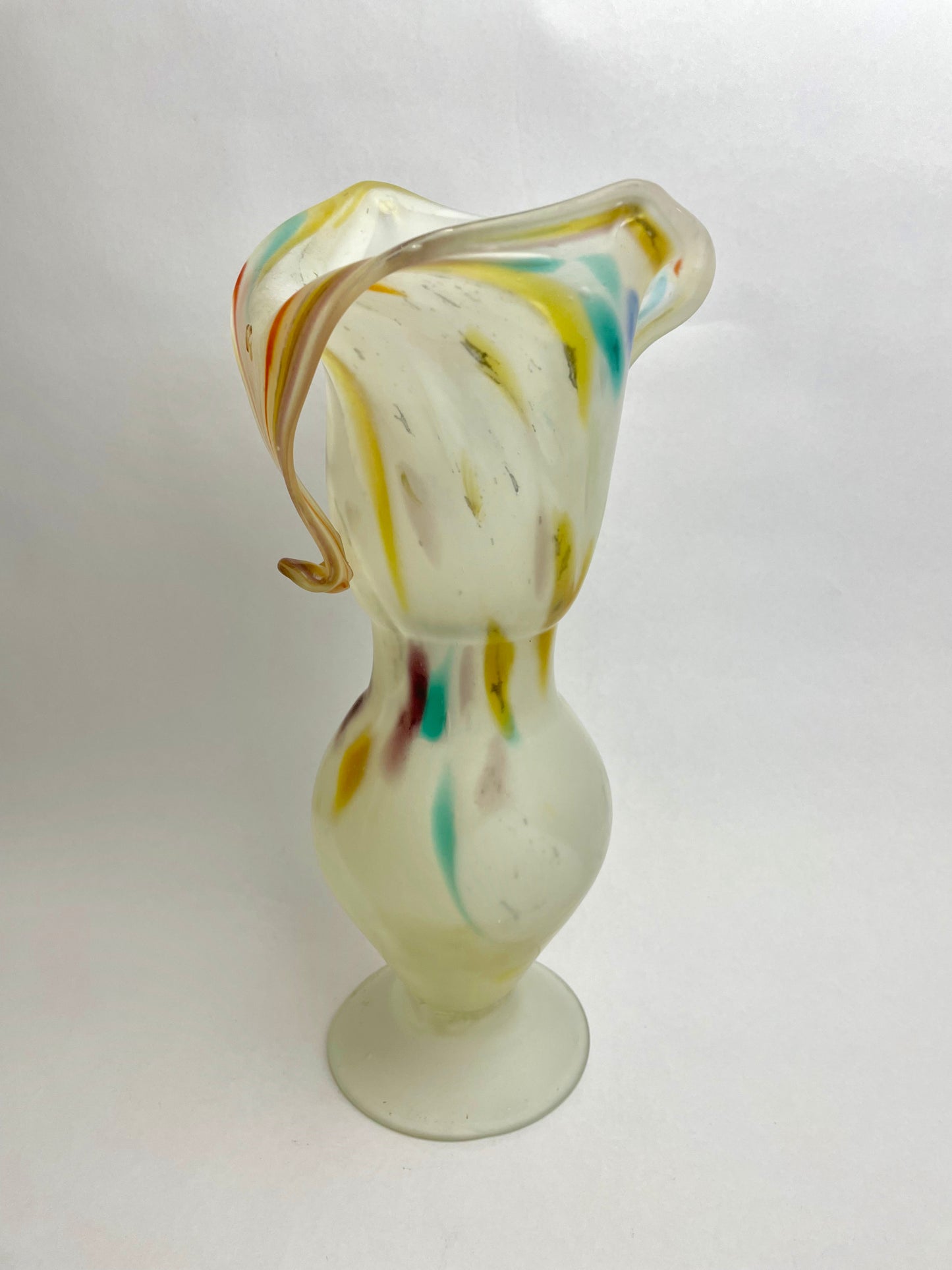 Frosted End of Day Art Glass Vase