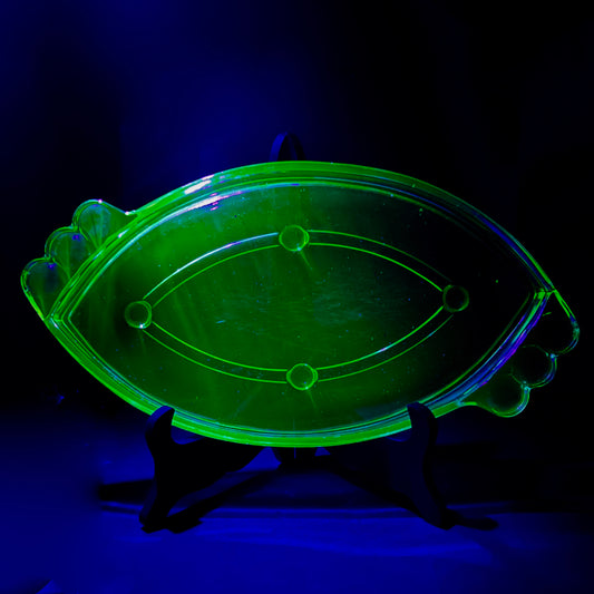 Footed Art Deco Uranium Glass Platter
