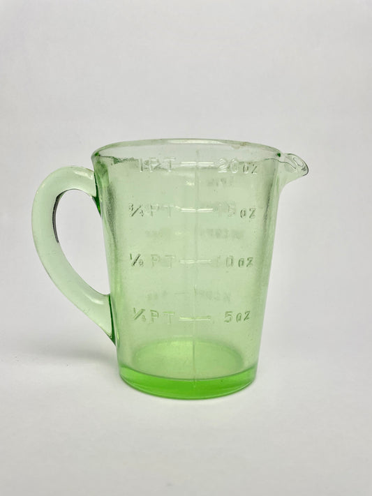 One Pint Depression Glass Measuring Jug