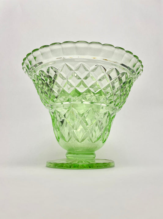 Depression Glass Vase with Frog